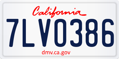 CA license plate 7LVO386