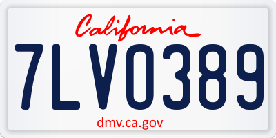 CA license plate 7LVO389