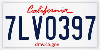 CA license plate 7LVO397