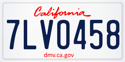 CA license plate 7LVO458