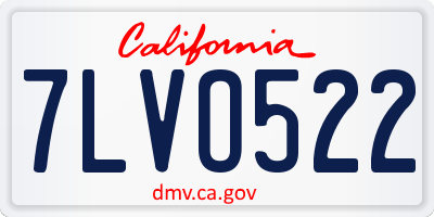 CA license plate 7LVO522