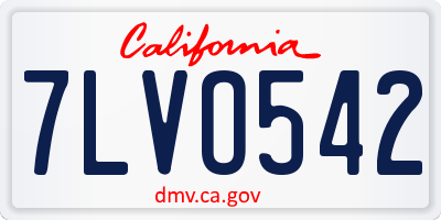 CA license plate 7LVO542