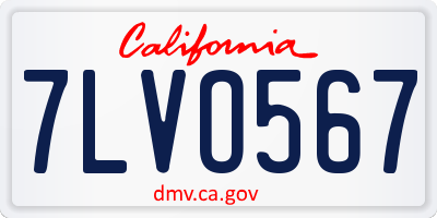 CA license plate 7LVO567