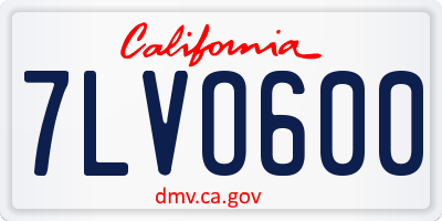 CA license plate 7LVO600