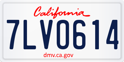 CA license plate 7LVO614