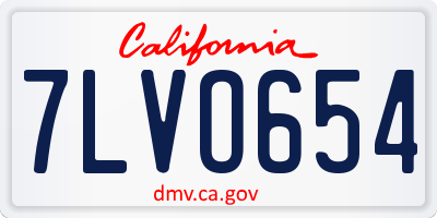 CA license plate 7LVO654