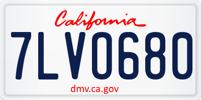 CA license plate 7LVO680