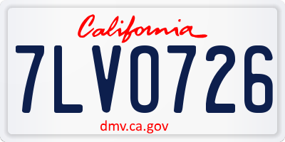 CA license plate 7LVO726