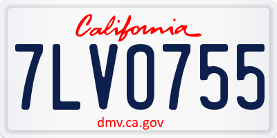 CA license plate 7LVO755