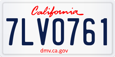 CA license plate 7LVO761