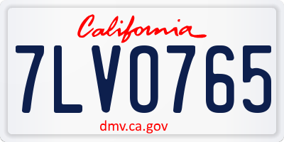 CA license plate 7LVO765