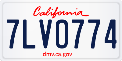 CA license plate 7LVO774