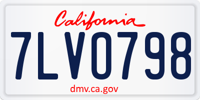 CA license plate 7LVO798