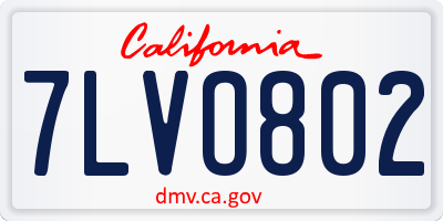 CA license plate 7LVO802