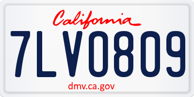 CA license plate 7LVO809