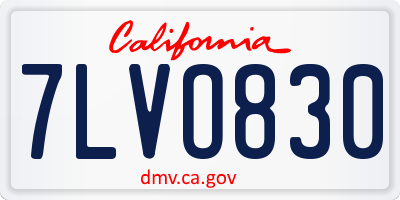 CA license plate 7LVO830