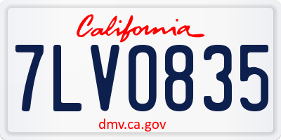CA license plate 7LVO835