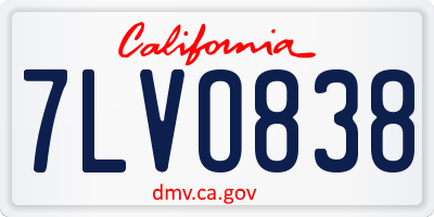 CA license plate 7LVO838