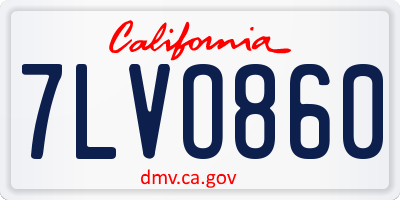 CA license plate 7LVO860