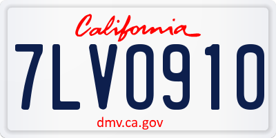 CA license plate 7LVO910