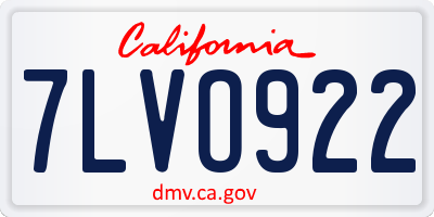 CA license plate 7LVO922