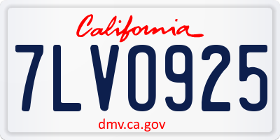 CA license plate 7LVO925