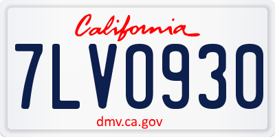 CA license plate 7LVO930