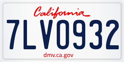 CA license plate 7LVO932