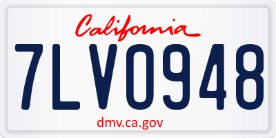 CA license plate 7LVO948