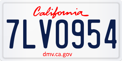 CA license plate 7LVO954