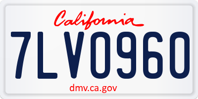 CA license plate 7LVO960