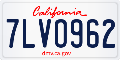 CA license plate 7LVO962