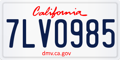 CA license plate 7LVO985