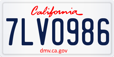 CA license plate 7LVO986
