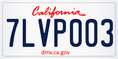 CA license plate 7LVP003