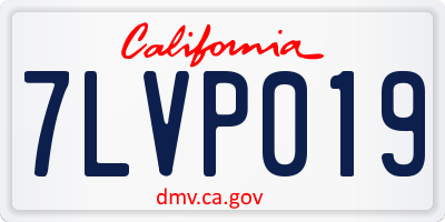 CA license plate 7LVP019