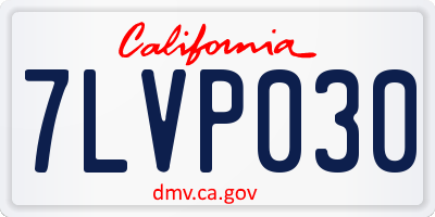 CA license plate 7LVP030