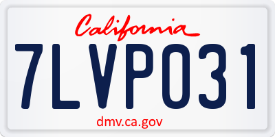 CA license plate 7LVP031