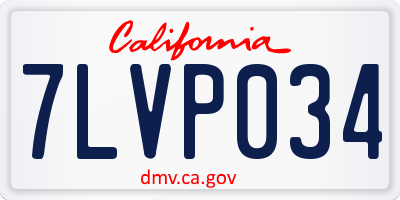 CA license plate 7LVP034