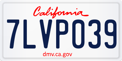 CA license plate 7LVP039