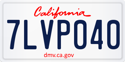 CA license plate 7LVP040
