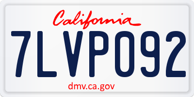 CA license plate 7LVP092