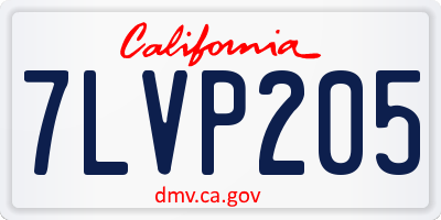 CA license plate 7LVP205
