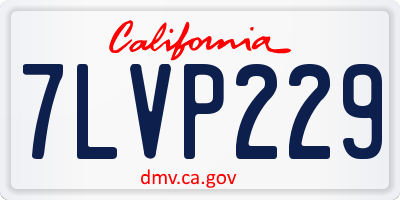 CA license plate 7LVP229