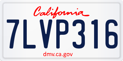 CA license plate 7LVP316