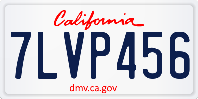 CA license plate 7LVP456