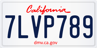 CA license plate 7LVP789