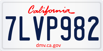 CA license plate 7LVP982