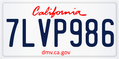 CA license plate 7LVP986