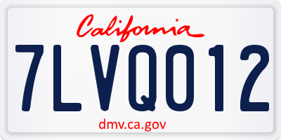 CA license plate 7LVQ012